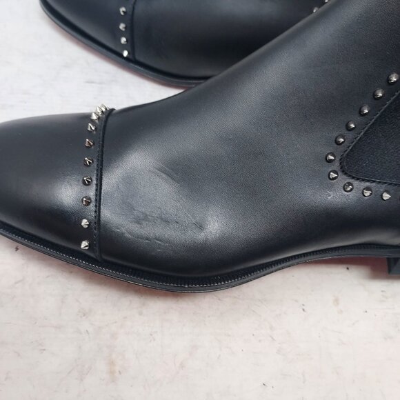 CHRISTIAN LOUBOUTIN MENS Black Smooth Leather Chelsea Cloo Spike Oxford Boot main image 10